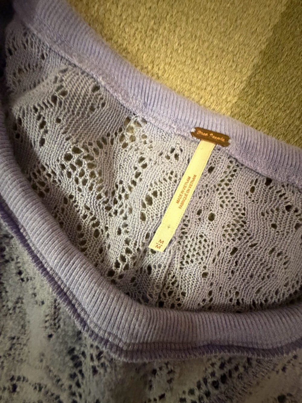 Free People Lavender Open Knit Crewneck Sweater